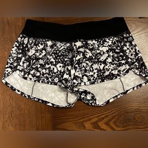 lululemon athletica Black and White Floral Athletic Shorts